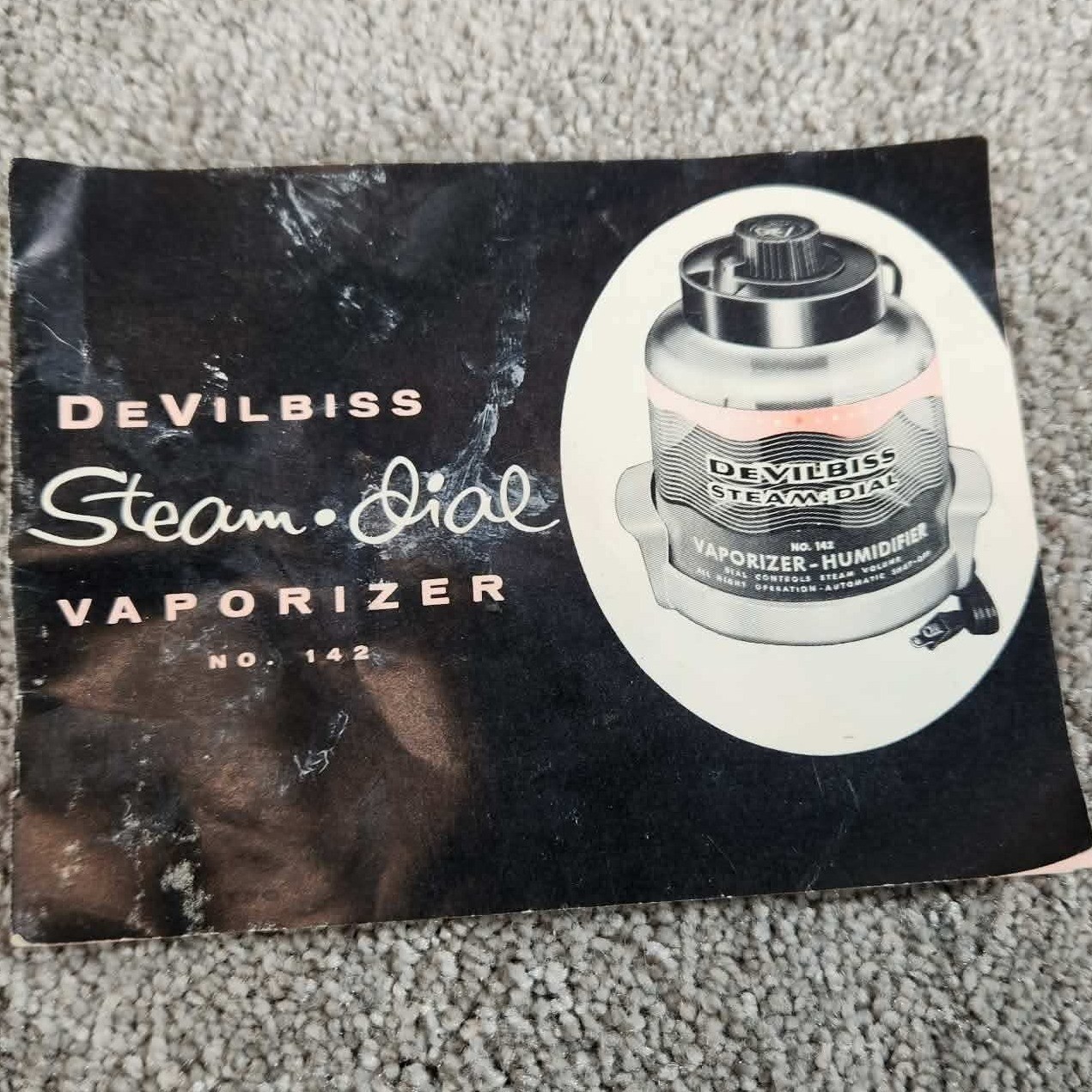 DeVilbiss Vaporizer Humidifier No 142 Steam Dial Vintage Glass Pink Blue