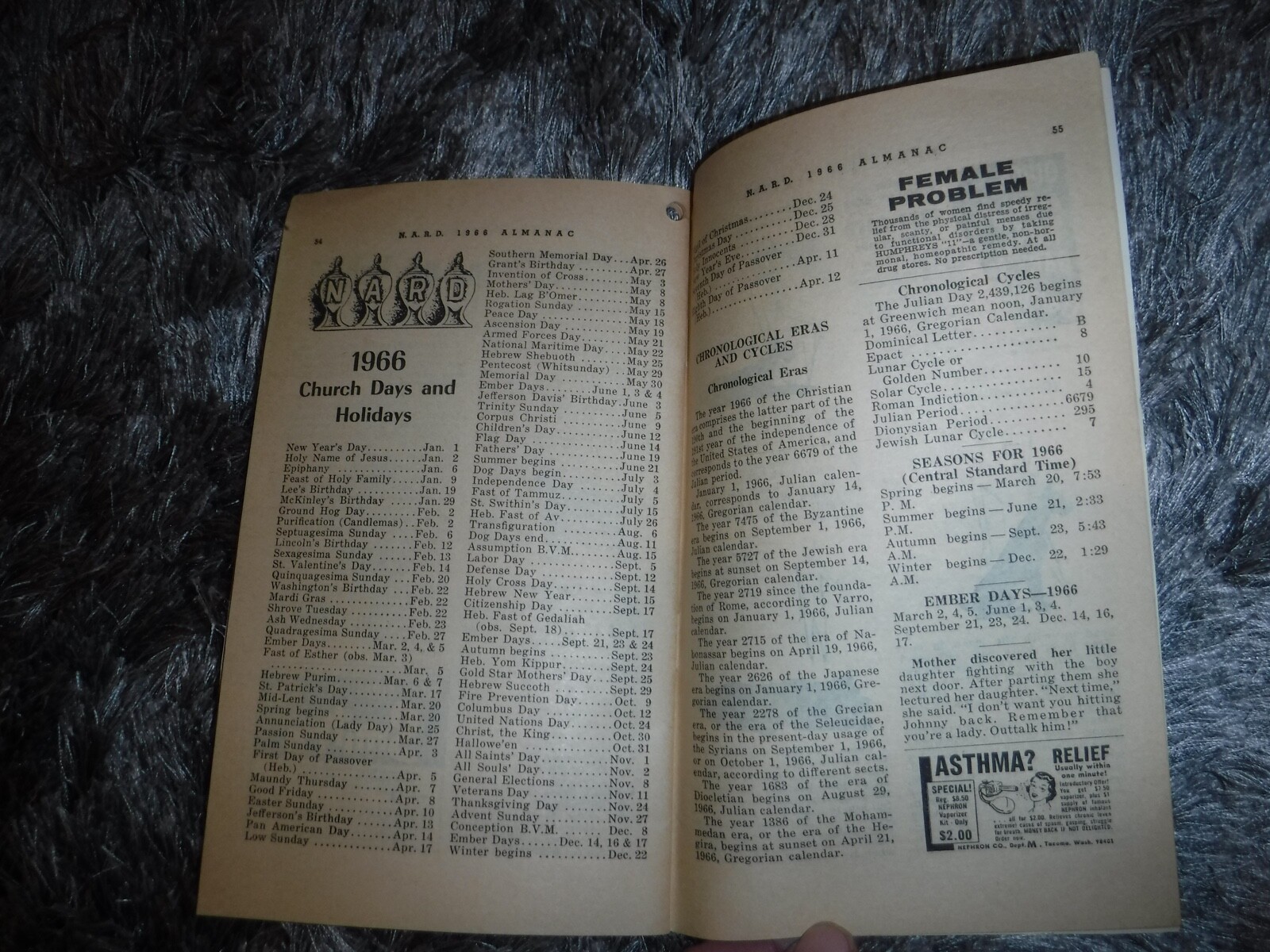 1966 GILBERTSON DRUG INC CHILTON, WI – N A R D ALMANAC BOOK VINTAGE