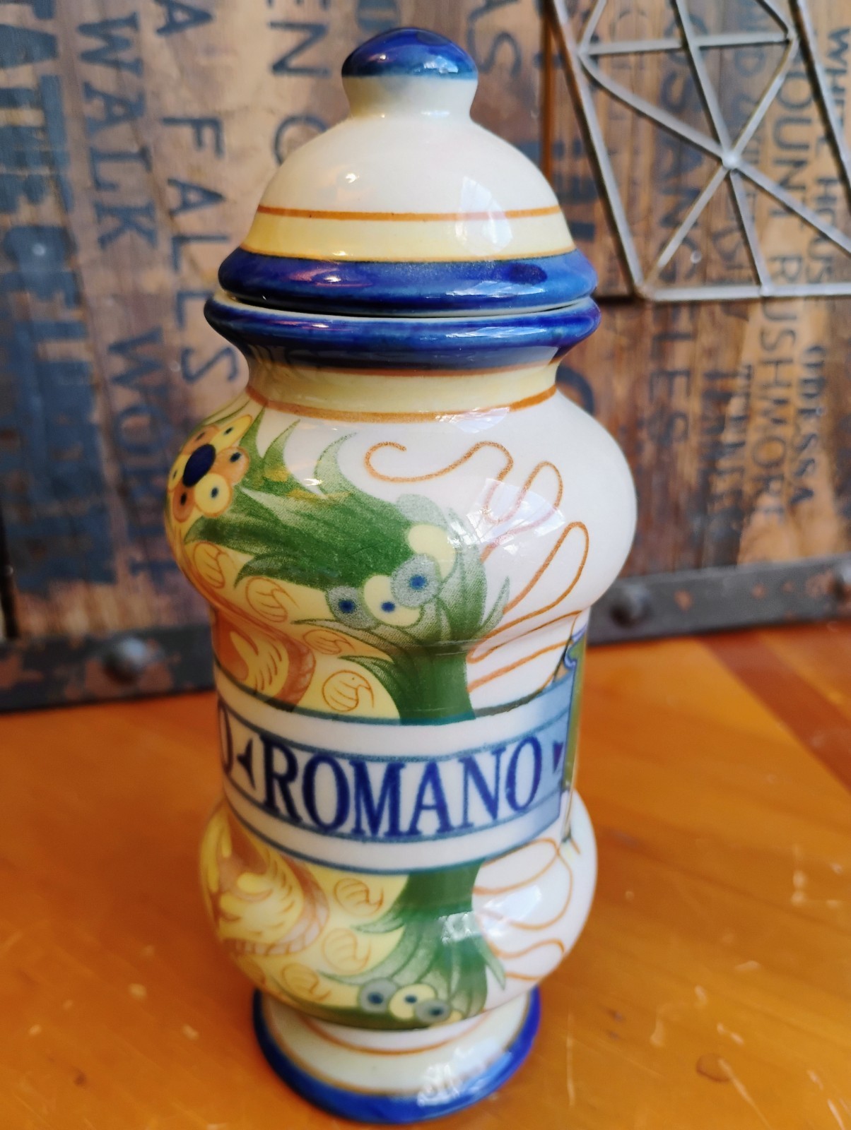 1 Tarro Rafaelo Pharmacy Albarello Apothecary Jar Italy 6″ Romano Filonio Floral
