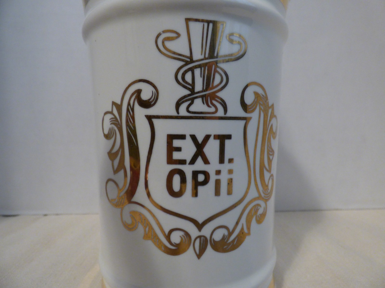 Owens Illinois EXT OPii (Opium Extract) Apothecary Jar Ceramic Pantry Canister
