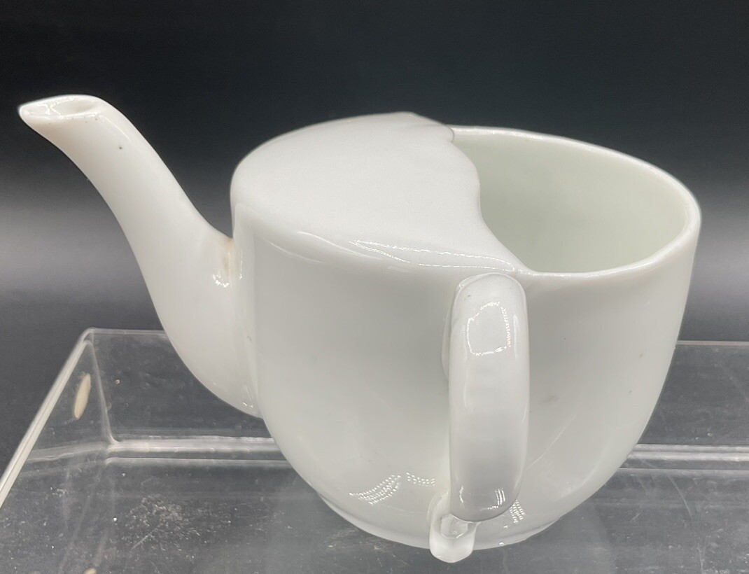 Antique W.T. & C. Germany Medical Sick Cup Feeding Pot White Porcelain(11)