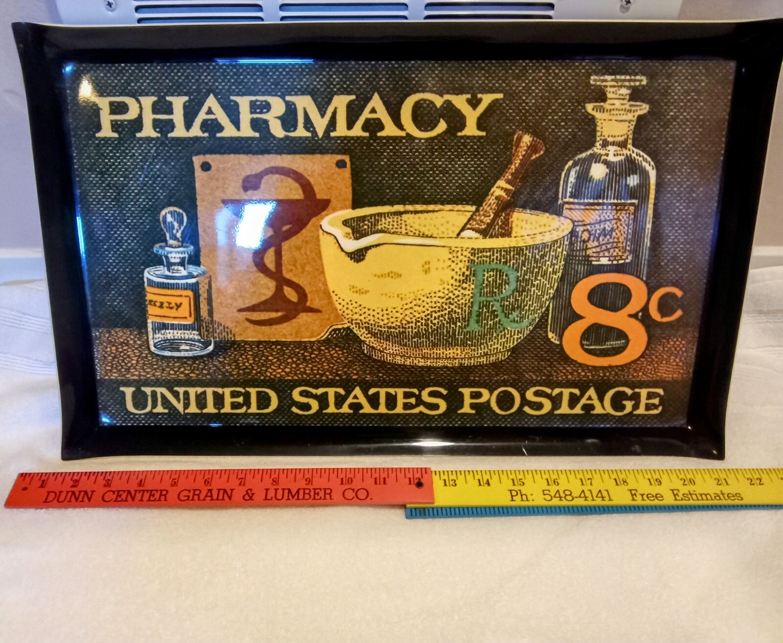Vintage Pharmacy United States Postage 8¢ Heavy Plastic Tray 21 x 13” 1970’s bar