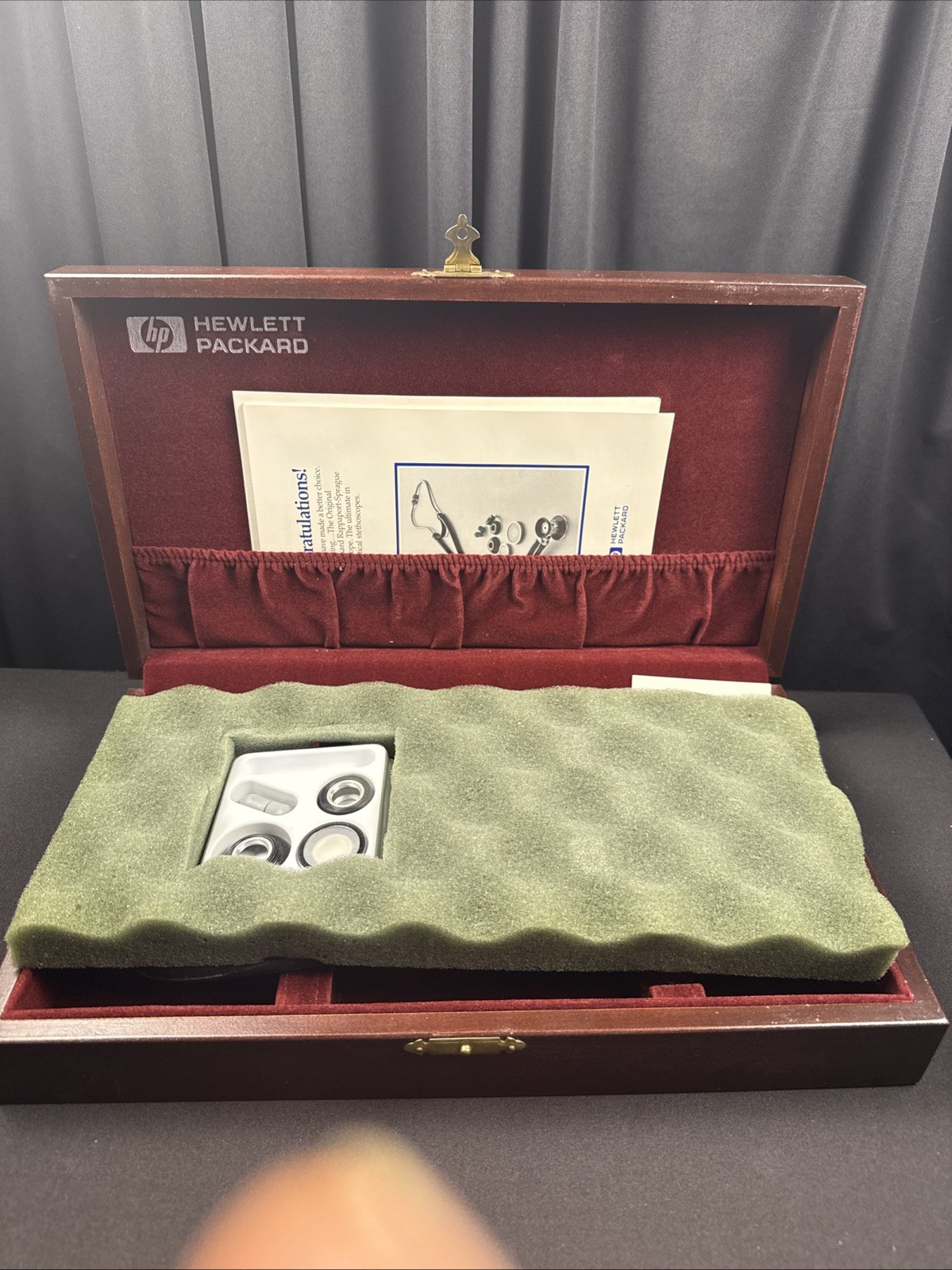 Hewlett Packard Rappaport Sprague stethoscope in presentation case NOS