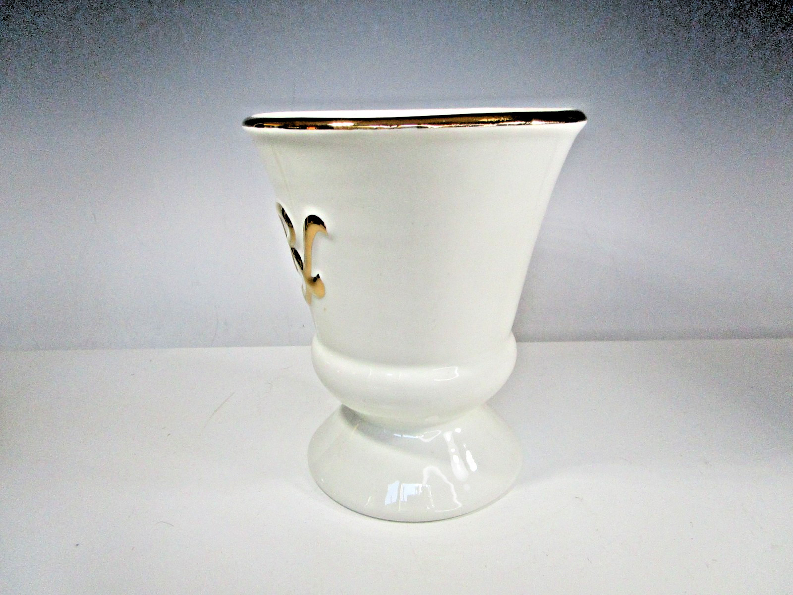 Owens Illinois RX Porcelain Mortar & Pestle White Gilt 7″ Pharmacy