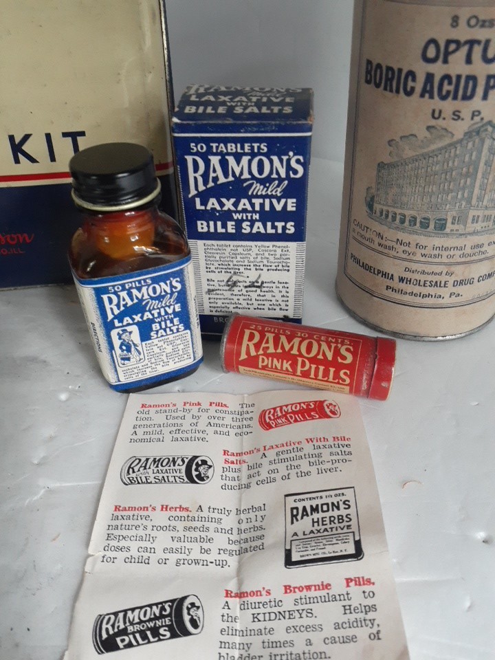 Vintage Mixed Lot, Ramon’s Pink Pills, Bile Salts In Orig Box, ZBT Powder,Optus