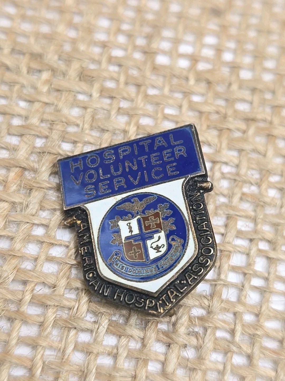 Vintage Sterling Silver Enameled Hospital Volunteer Pin American Hospital Assn