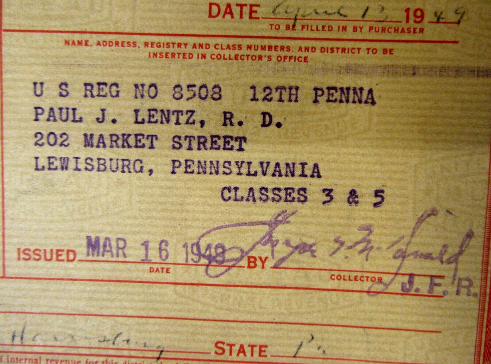 Series 1936 U.S. Internal Revenue OPIUM ORDER FORMS book from 1949 wb
