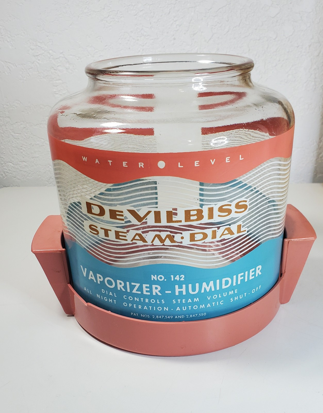 Vintage DeVilbiss 142 Glass Vaporizer Humidifier Pink Blue Replacement Jar Stand