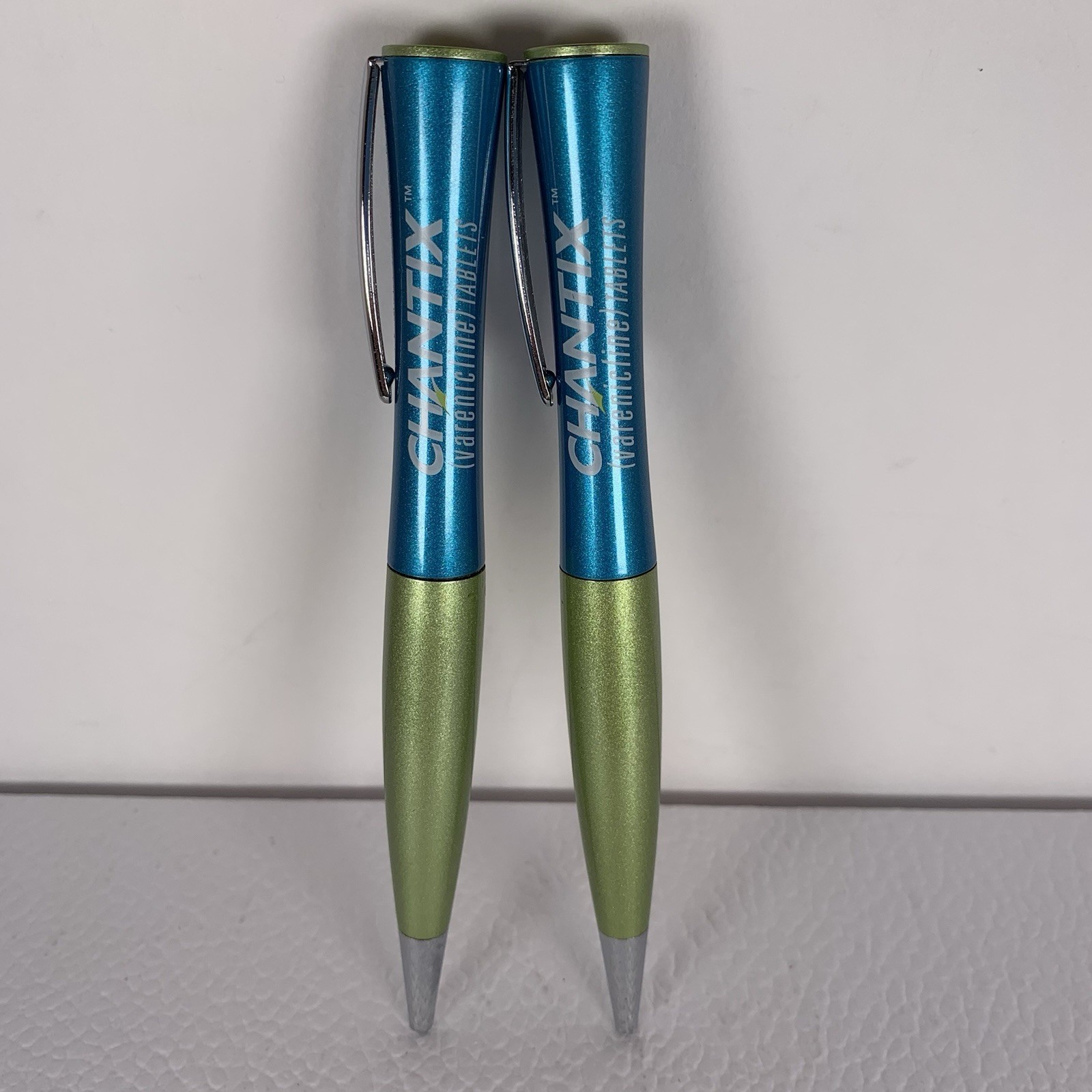 2 Drug Rep Pen Chantix Pharmaceutical Promo heavy metal original owner Excellent