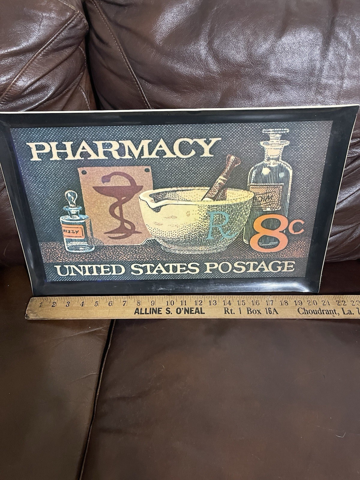 Vintage Pharmacy United States Postage 8¢ Heavy Plastic Tray