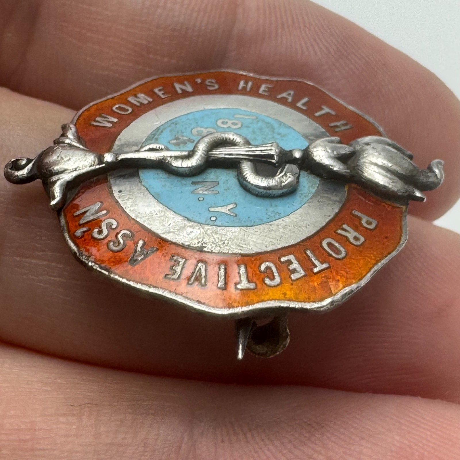 Rare 1884 Womens Health Protective Association Pin New York City Sterling Silver