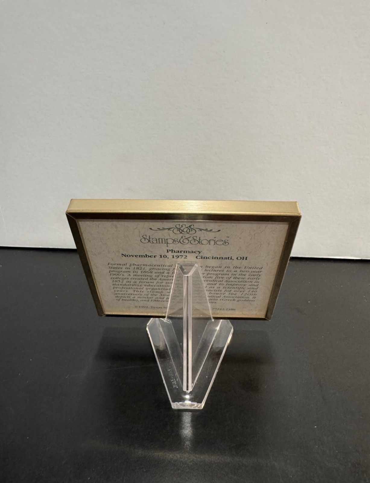 Framed Pharmacy Stamp United States Postage Stamp 8c with Stand