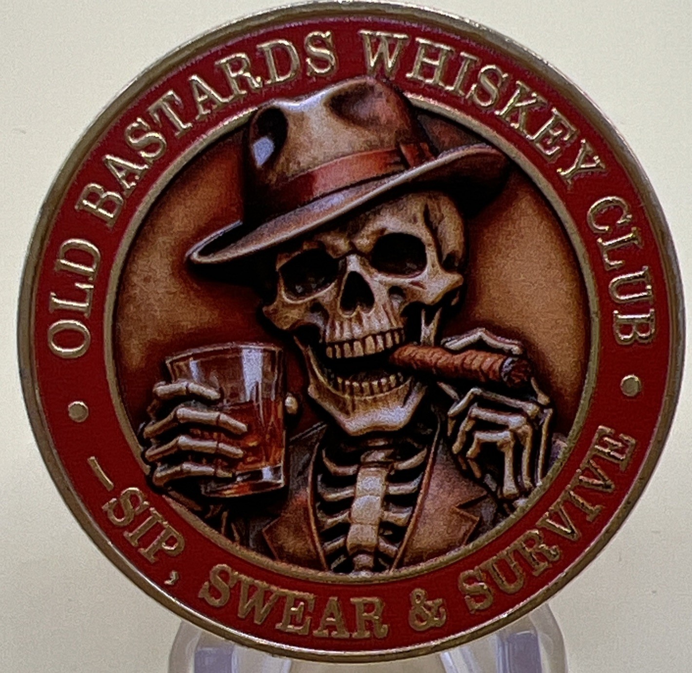 * Old Bastards Whiskey Club Challenge Coin Sip Swear And Survive New In Capsule