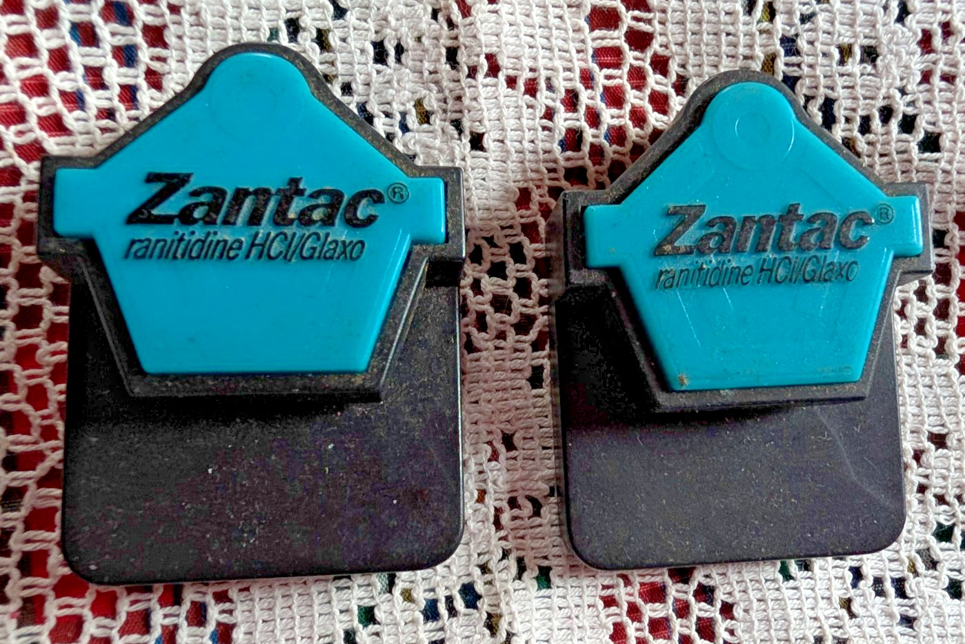 Zantac drug rep ads glass rain teardrop clip magnets Rx spatula notes narcotic