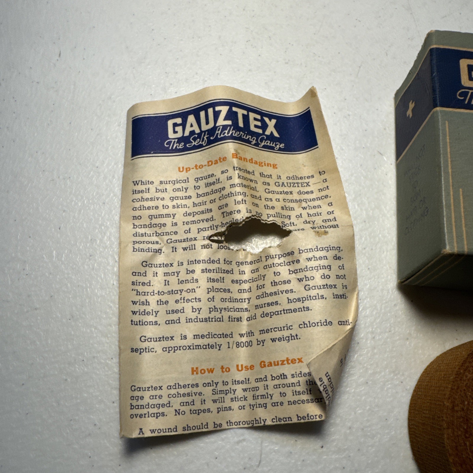 Vintage General Bandages, Inc. Gauztex Self Adhering Gauze W/Original Box