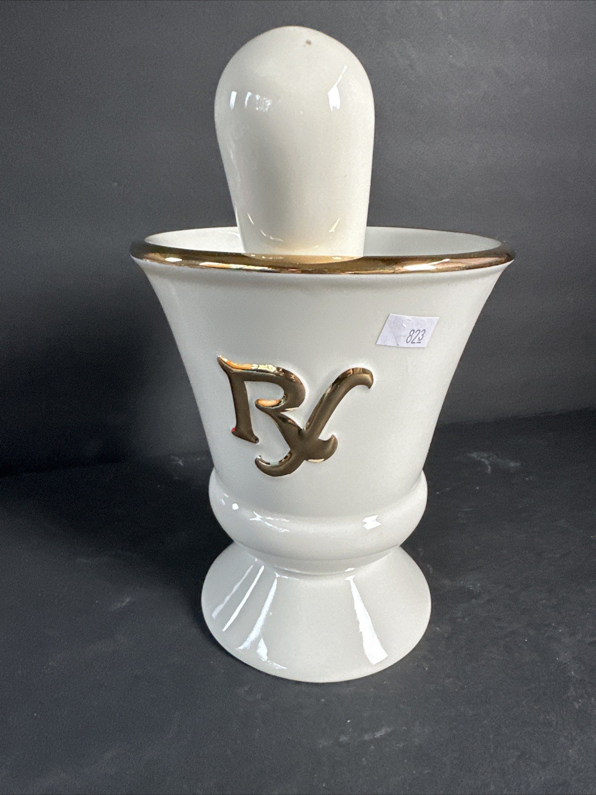 Vintage Owens Illinois RX Porcelain Pharmacy Apothecary Mortar & Pestle Set#R19