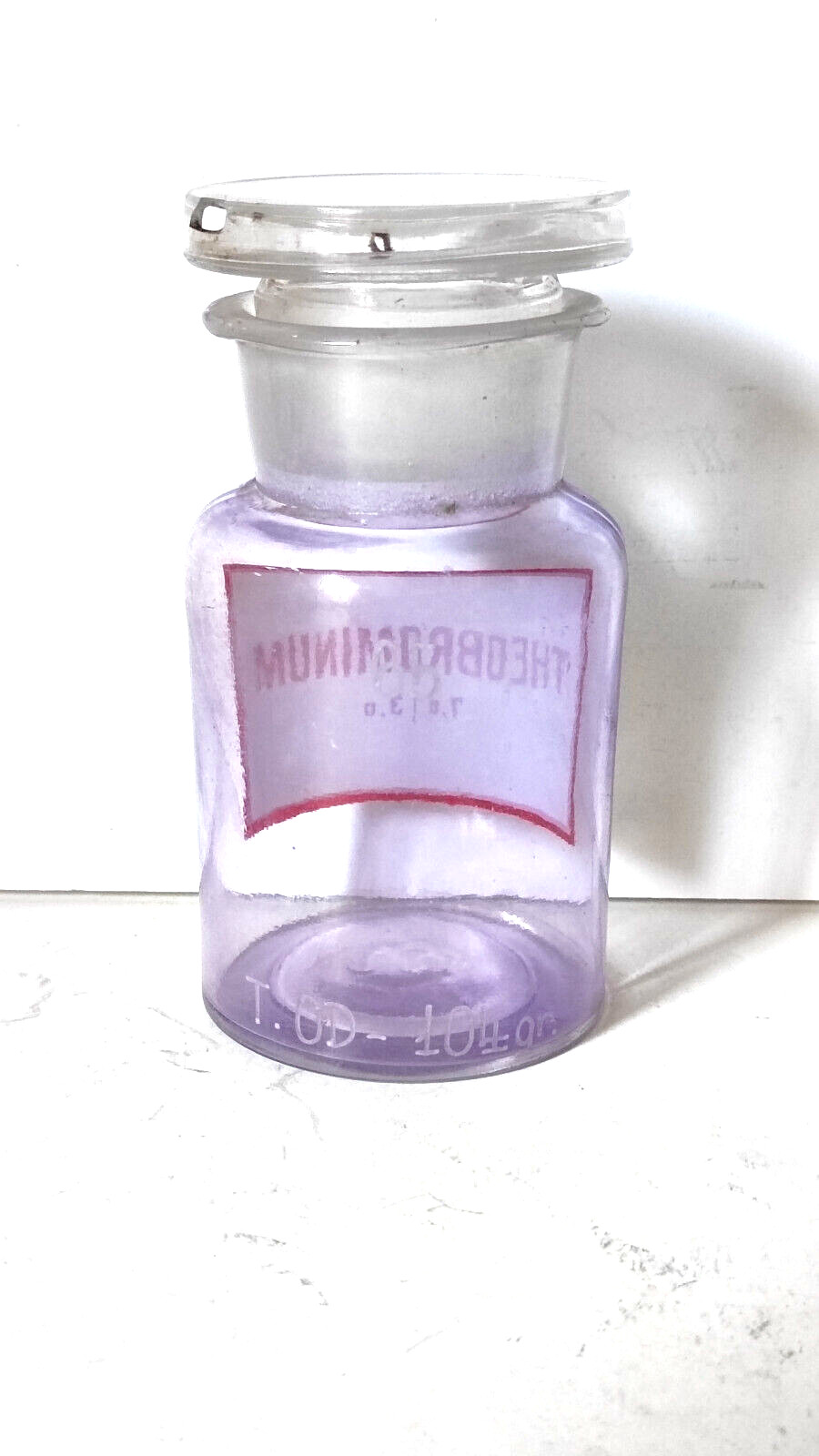 THEOBROMINUM Vintage Glass Apothecary Pharmacy Clear Jar 100 ml