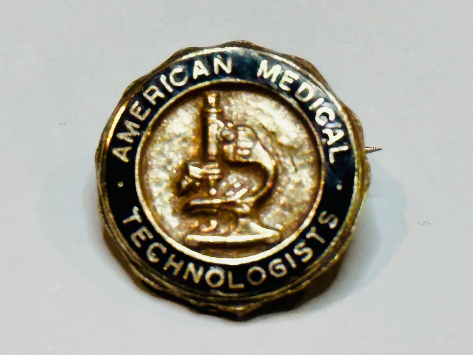 Vintage Sterling Silver American Medical Technologists AMT Microscope Pin Badge