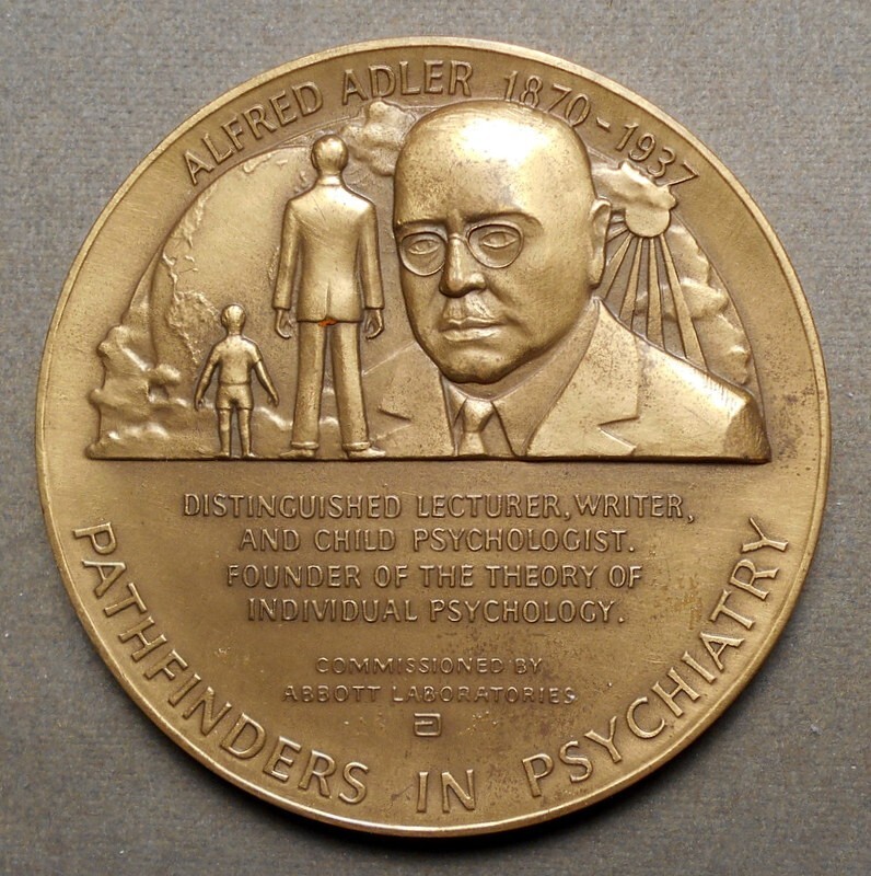 B608 Albert Adler (Bust) Pathfinders In Psychiatry (Dates & Facts). Bronze, t