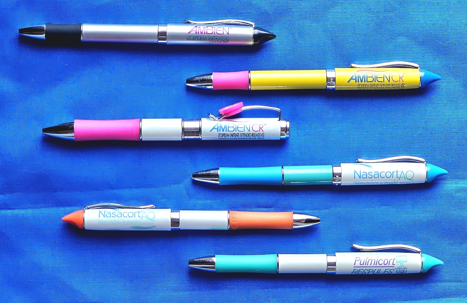 NEW 6 Heavy METAL Premium DRUG Rep Pharmaceutical Ink PENS Ambien CR Nasacort +