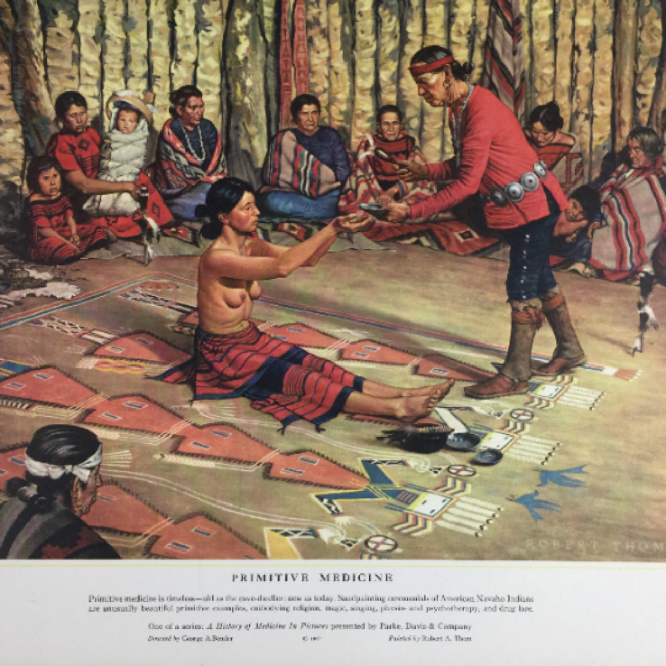 Medical Print 1957 Primitive Medicine History of Medicine in Pictures Native VTG