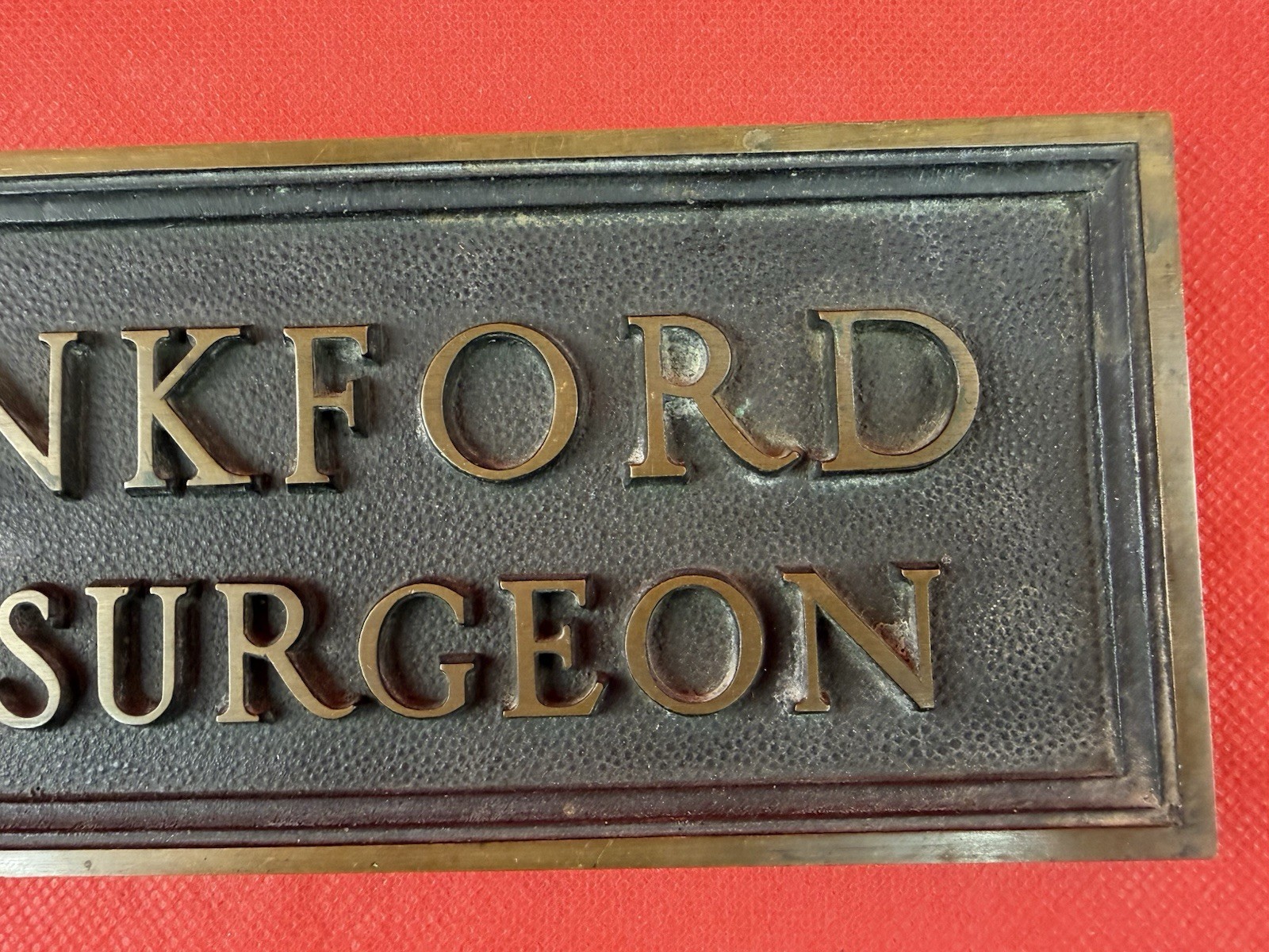 Vintage Solid Bronze Dental Surgeon’s Plaque