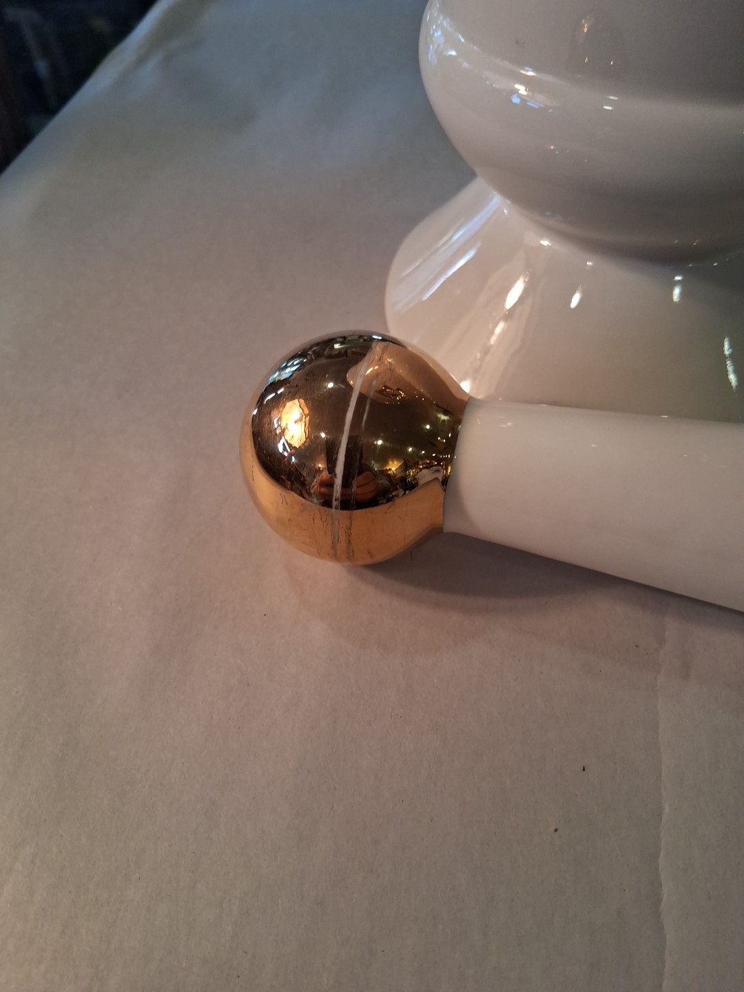 Vintage Owens Illinois RX Pharmacy Mortar and Pestle Set 7″ Tall White and Gold
