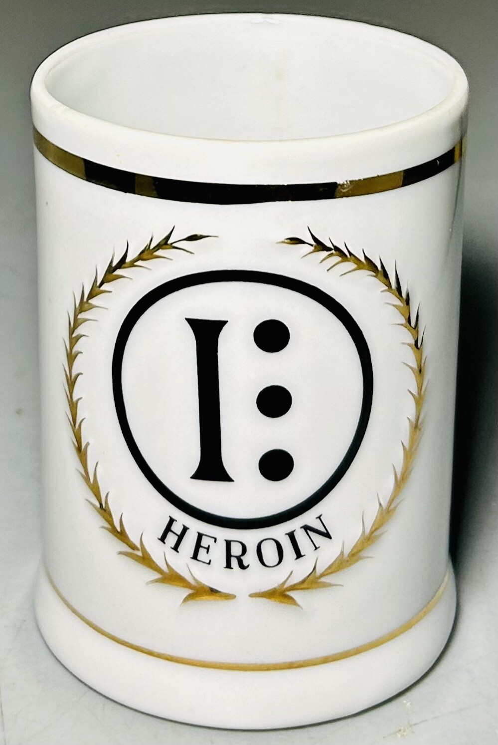 HEROIN FREEMAN LEDERMAN LAGARDO TACKETT PORCELAIN APOTHECARY CUP VTG MCM JAPAN