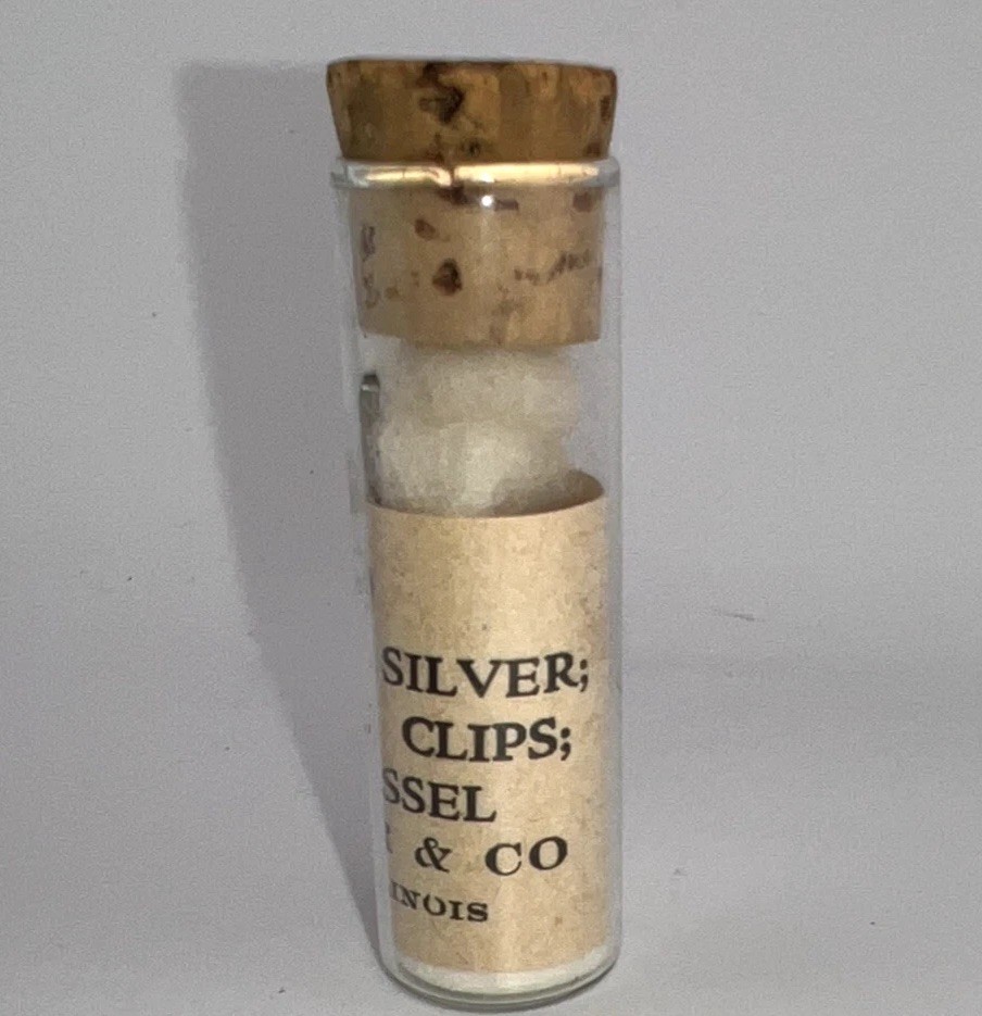 Vintage V. Mueller and Co. 100 Silver Wire Pre Formed Blood Vessel Clips Vials