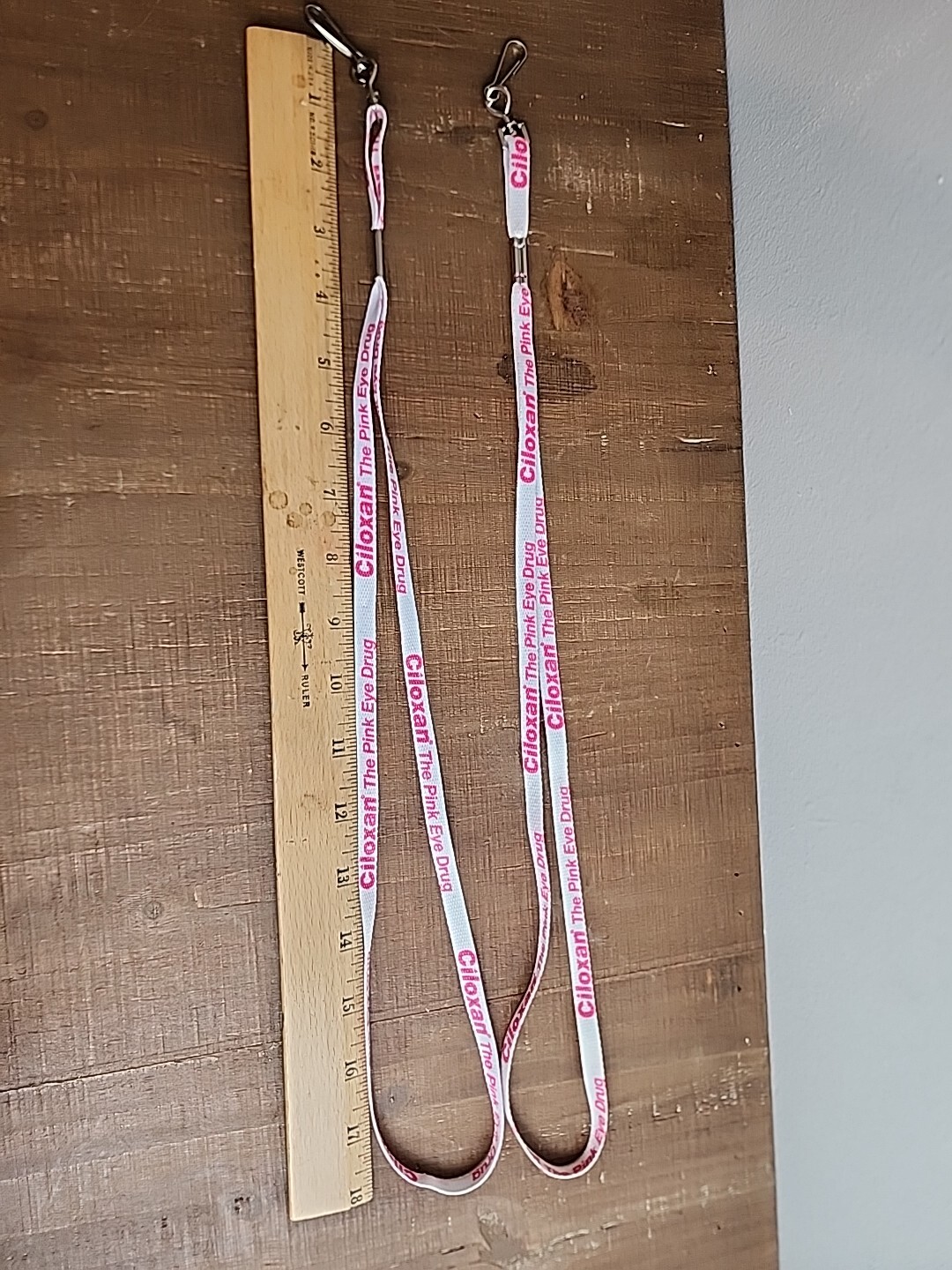 2 Ciloxan Pink Eye Lanyard Drug Rep Pharmaceutical Promo Advertising White