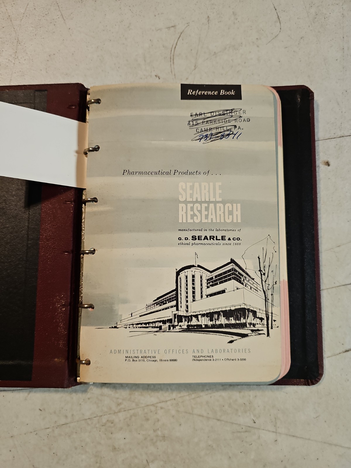 Vintage 1960’s G.D. Searle & Co Pharmaceutical Products Reference Book In Binder