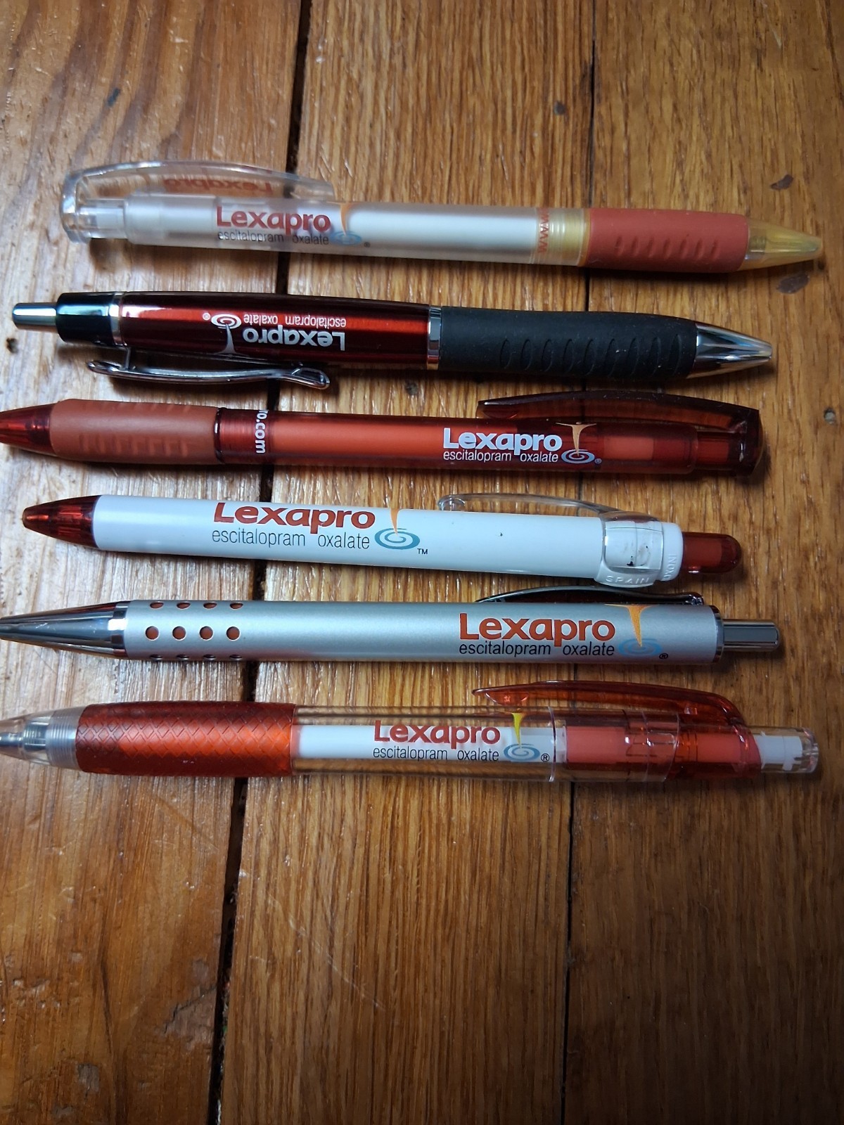 Lexapro Vintage Click Ballpoint Pens Lot of 6 Used Ink Pharmaceutical Drug Rep