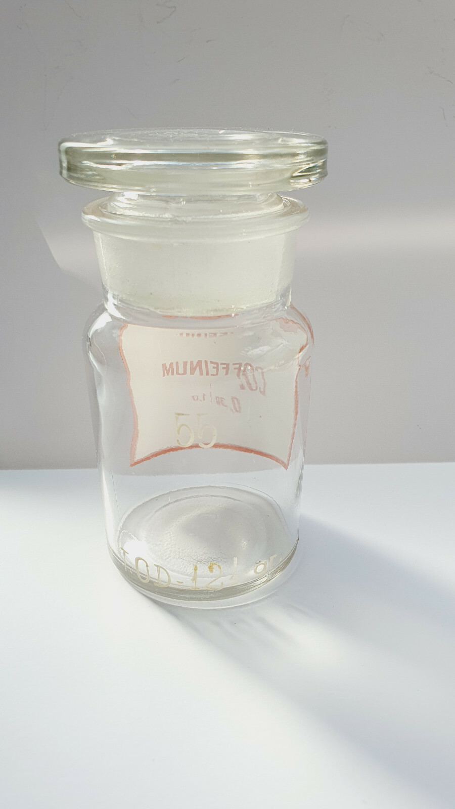 COFFEINUM, Vintage Glass Apothecary Pharmacy Clear Jar, 100 ml, with Cap
