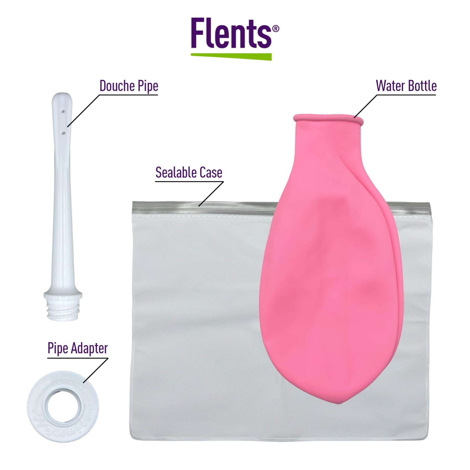 Flents Reusable Douche Kit, Compact & Portable 16 Fl Oz (Pack of 1), Various