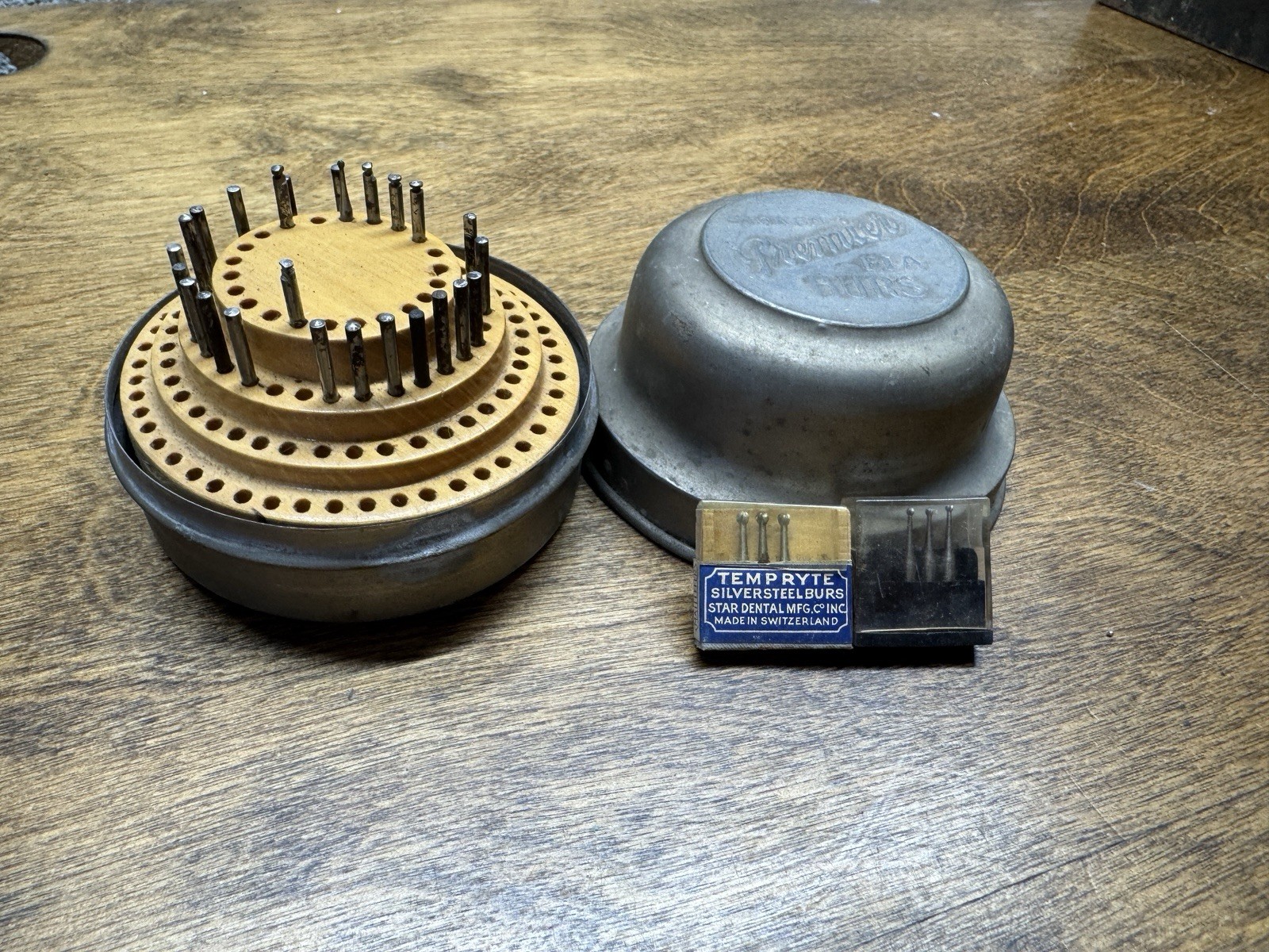 Vintage Stoned Premier Ela Burs Germany Wood Block bits Tempryte Silversteel