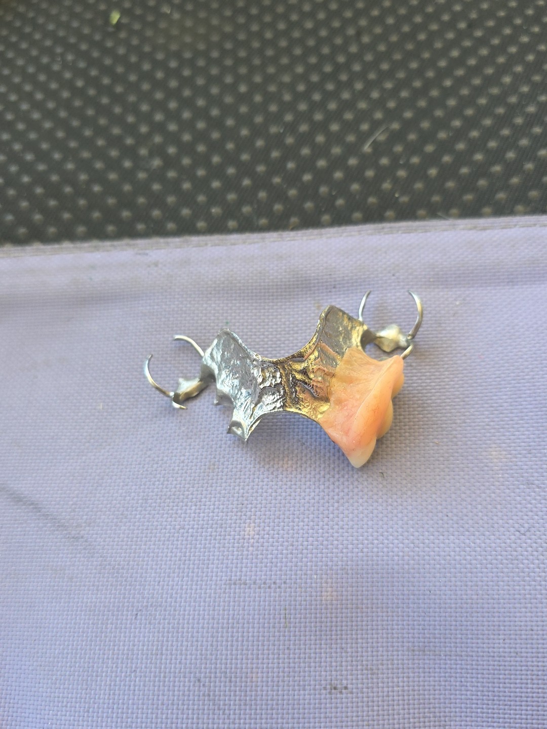 Old Medical Oddities Vintage Silver Dental Partials Bridge Dentist Fake Teeth D7