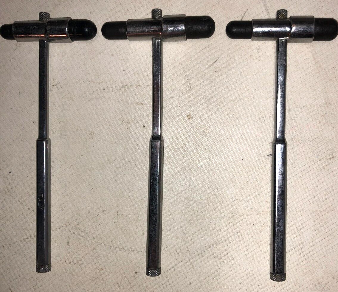 (3) Vintage Medical Instrument Tool Knee Feflex Hammer w/ Brush GRAFCO Italy VGC