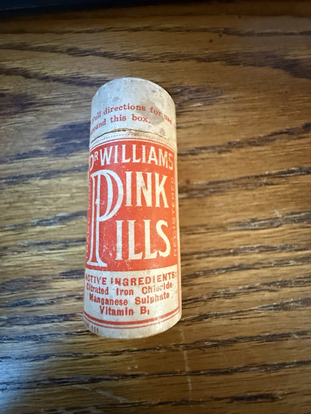 NOS Quack Medicine Wood container Dr Williams Pink Pille Tonix Schenectady NY