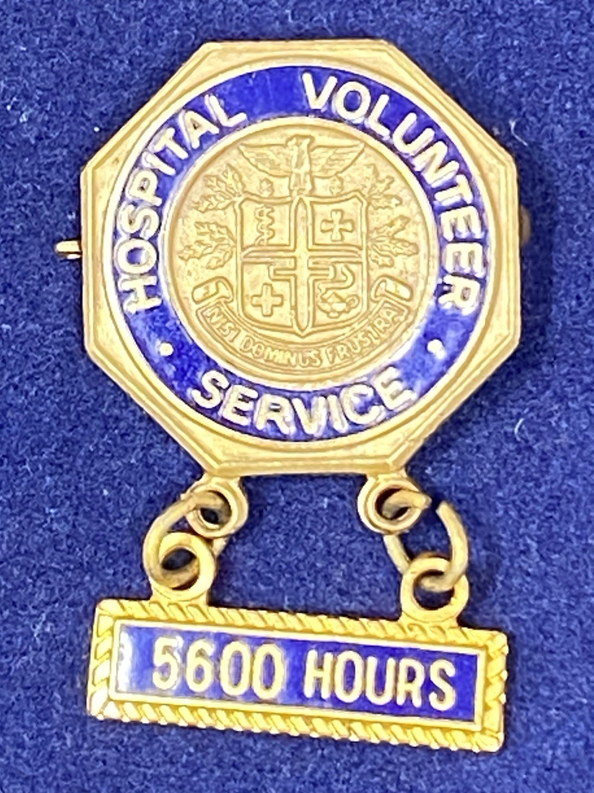 Hospital Volunteer Service 5600 Hours Pin Gold Tone Vintage