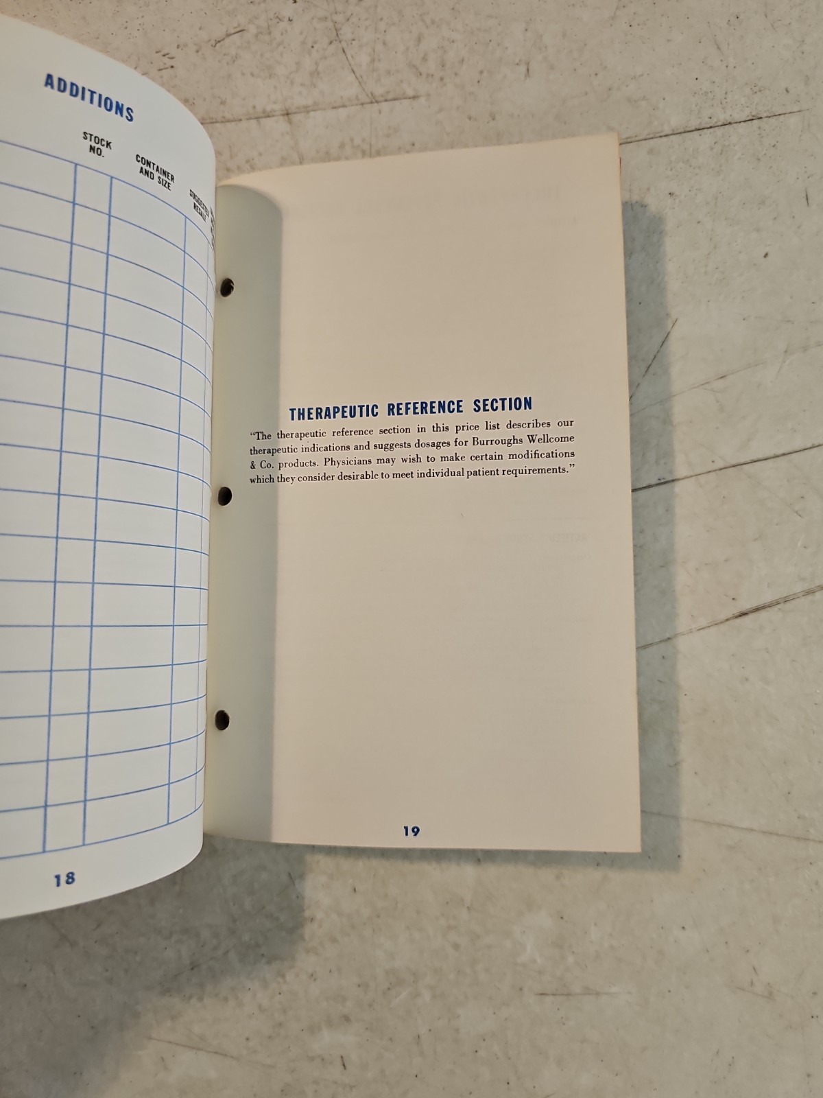 VTG 1968 BURROUGHS WELLCOME & CO. DRUG PRICE LIST & THERAPEUTIC REFERENCE BOOK