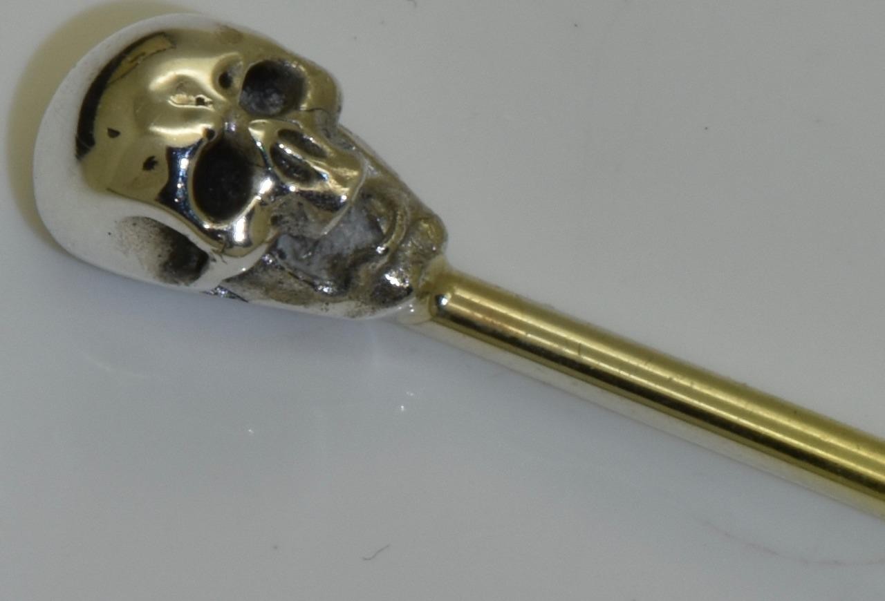 Antique Victorian Snake Skull Doctor’s Medicine Poison Spoon Silver Enamel c1860