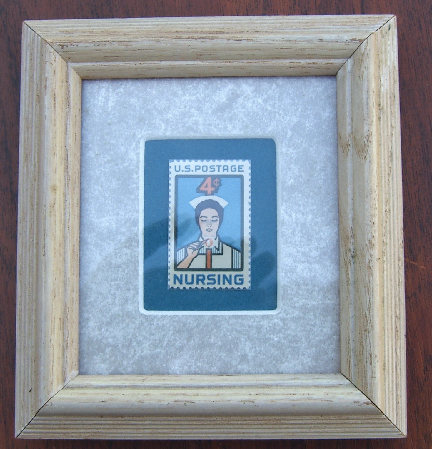 Framed 1961 4 Cent NURSING Stamp Not Canceled US Postage Graduation Gift
