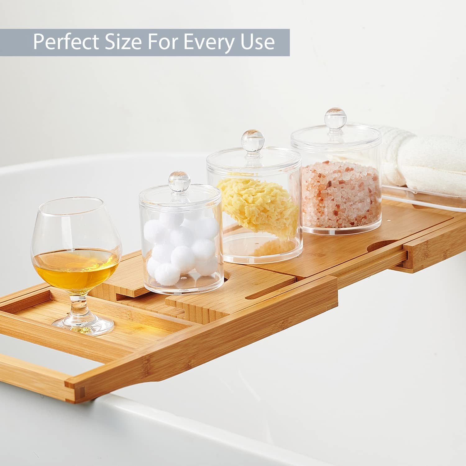 SheeChung 12 Pack Qtip Holder, Clear Acrylic Apothecary Jars with Labels- Sha…