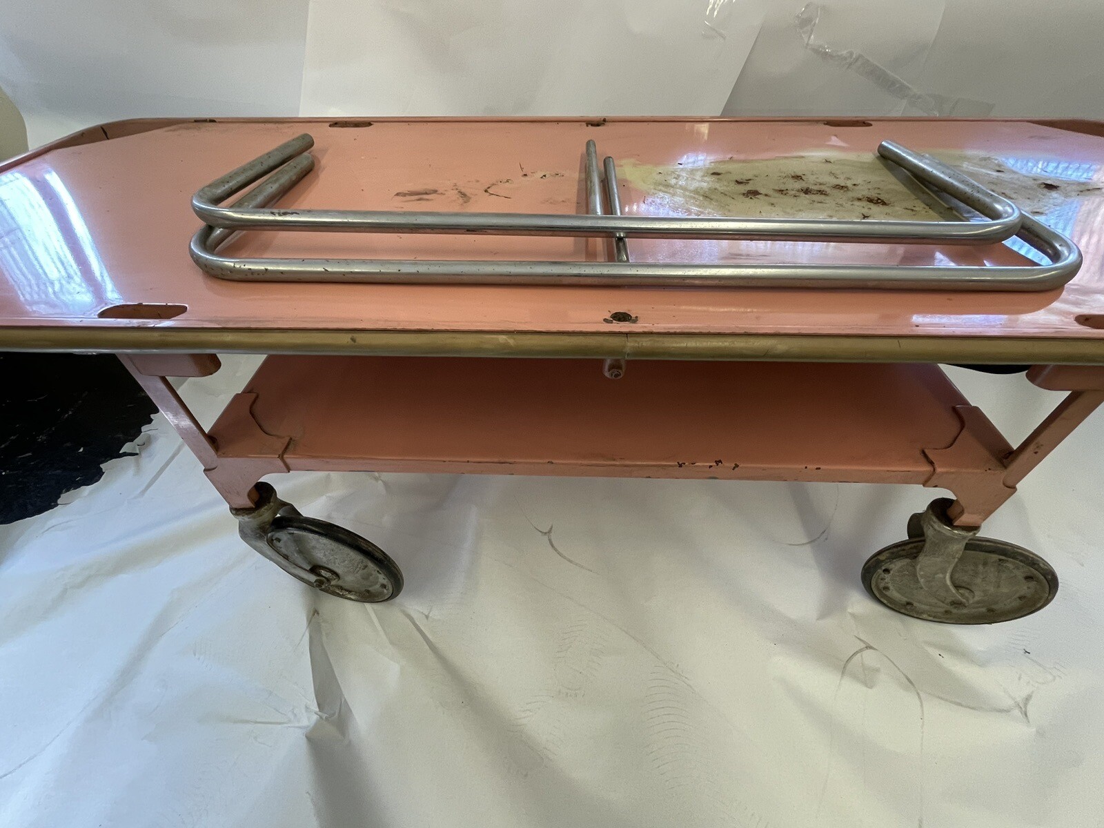 Vintage PINK Medical Transport Stretcher Gurney Hospital Rare Unbranded