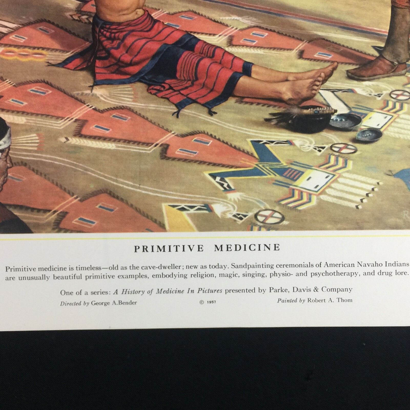 Medical Print 1957 Primitive Medicine History of Medicine in Pictures Native VTG