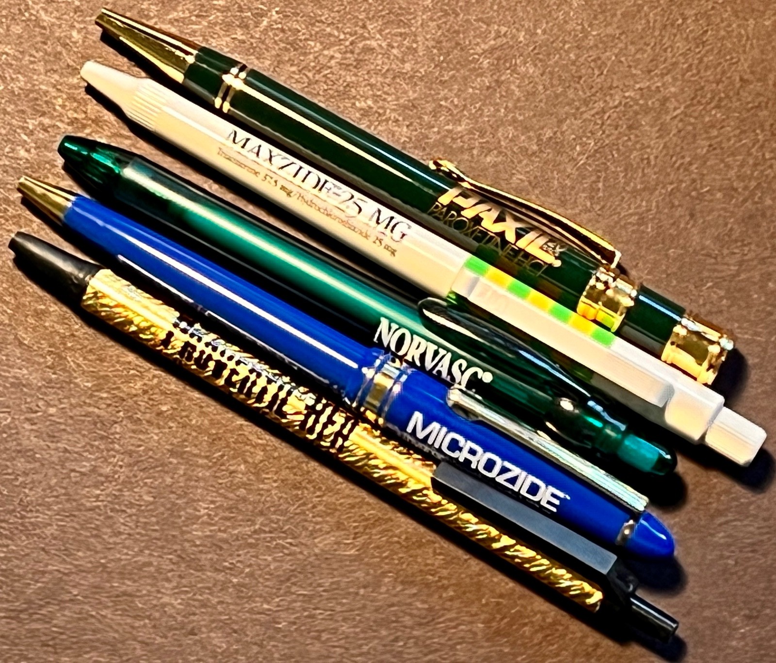 5 DIFFERENT ASTHMA DEPRESSION ETC PHARMACEUTICAL DRUG REP VINTAGE PHYSICIAN PENS