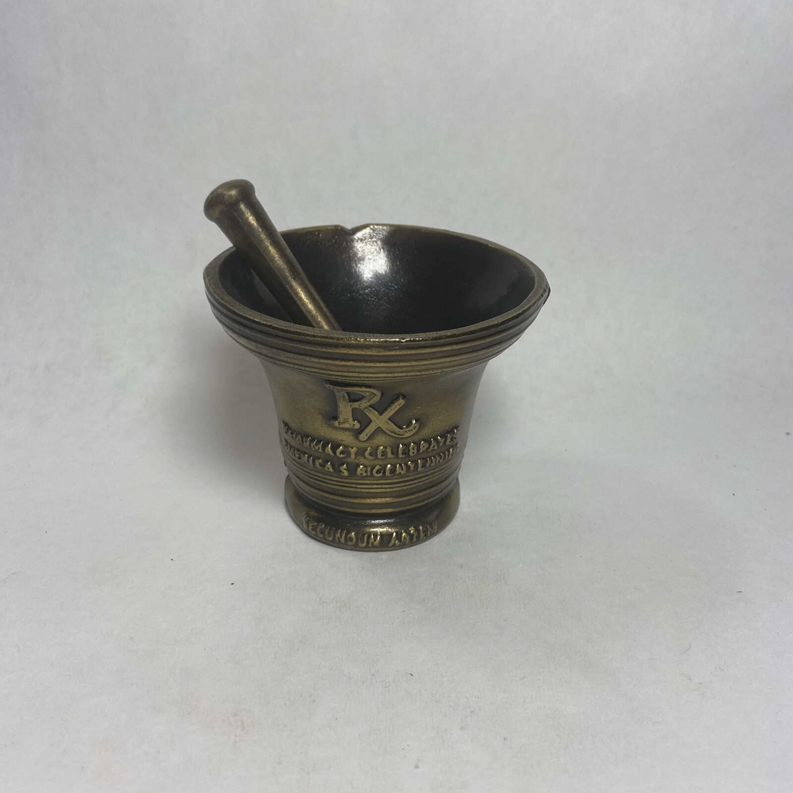 Vintage Bronze Brass Mortar & Pestle SCHERING 1976 Apothecary Chemist Miniature