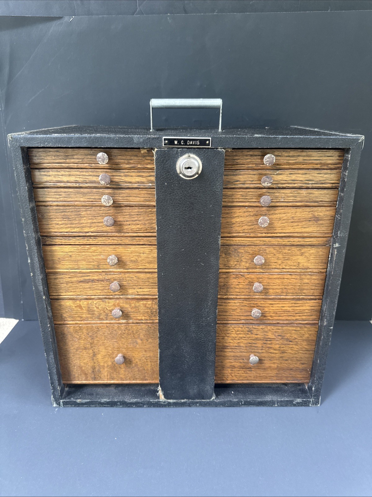 Antique Portable 12 Oak Drawer Dental/Dentist Tool Box Chest Cabinet Gerstner?