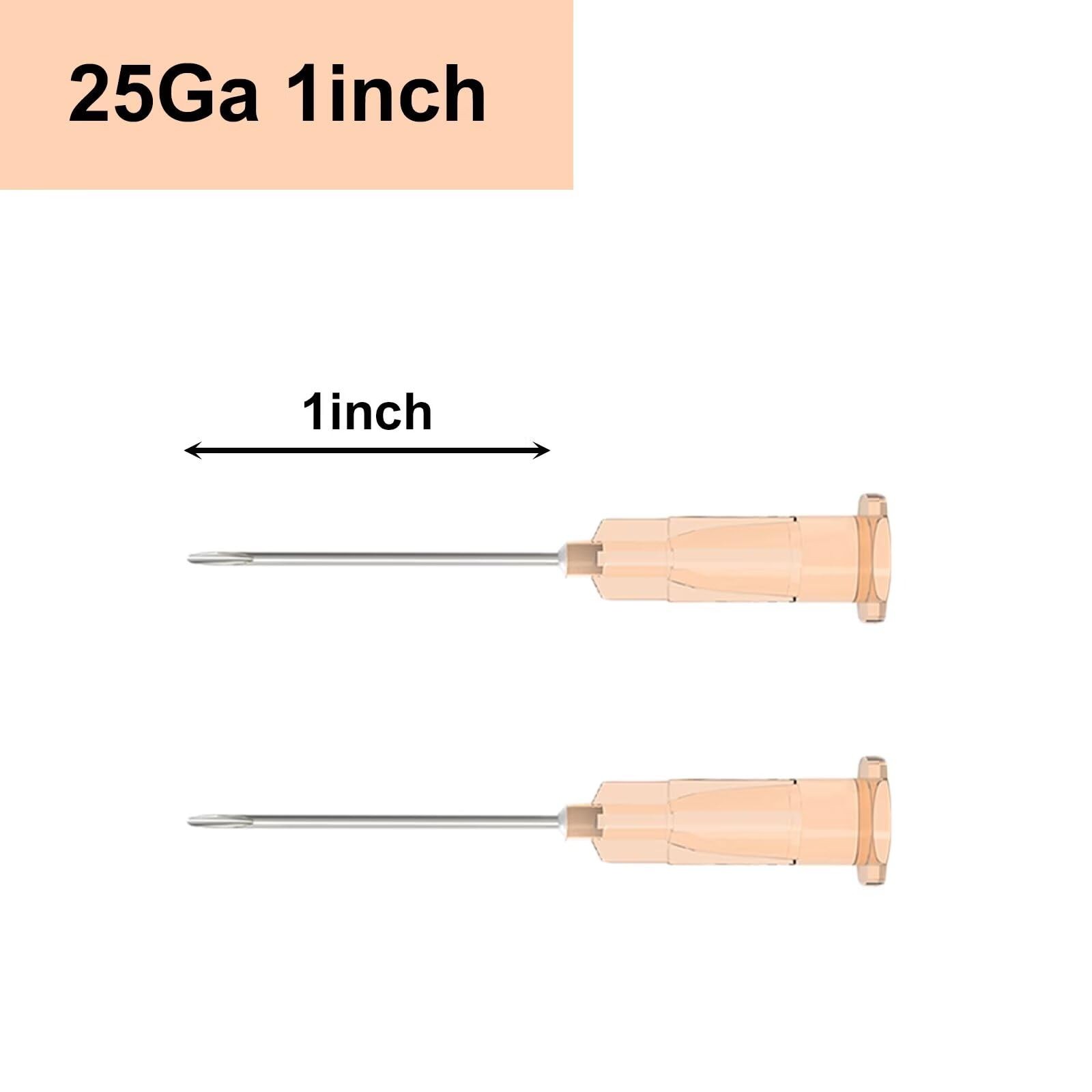 25 Gauge 1-Inch(25mm) Needle Luer Lock Lab Accessories, with Cap, 25Ga 1inch