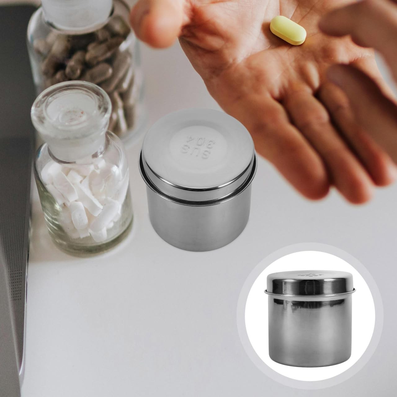 2 PCS Stainless Steel Jars Iodine Gauze Holder Iodophor Canister 3.14 Inch